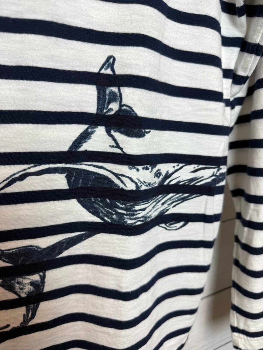 J. Crew Navy & White Striped Long-Sleeve Top with Whale Motif - Picture 4 of 7